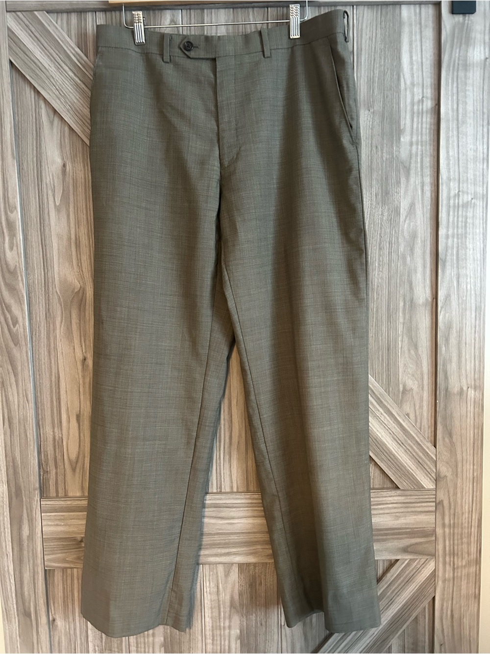 Lauren Ralph Lauren Total Comfort 100% Wool Sharkskin Dress Pants Grey 33x30